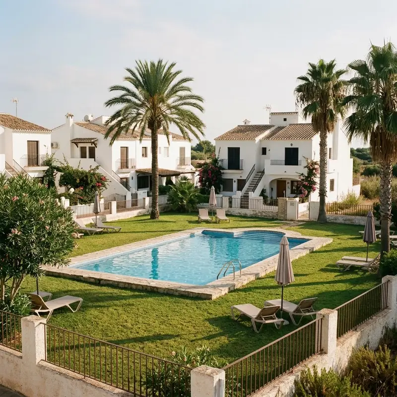 Piscina comunitaria de una urbanización de casas adosadas